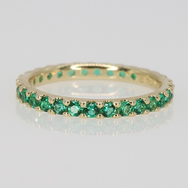 Miadora 10k Yellow Gold Created Emerald Stackable Eternity Wedding Band Ring. Opens flyout.