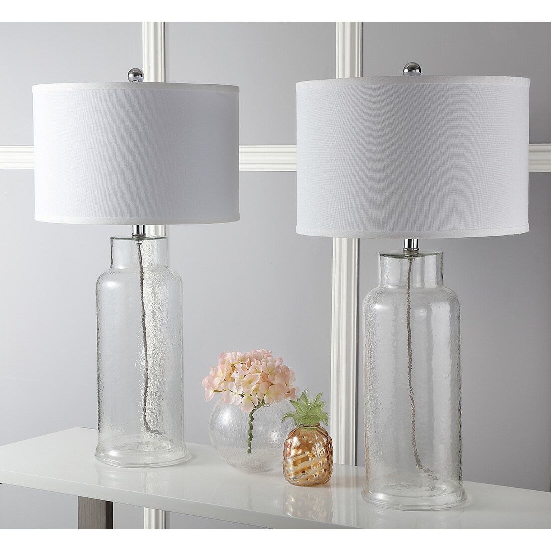 Safavieh Lighting 29 Inch Clear Bottle Glass Table Lamp Set Of 2 15 5 X15 5 X29 Overstock 9043318