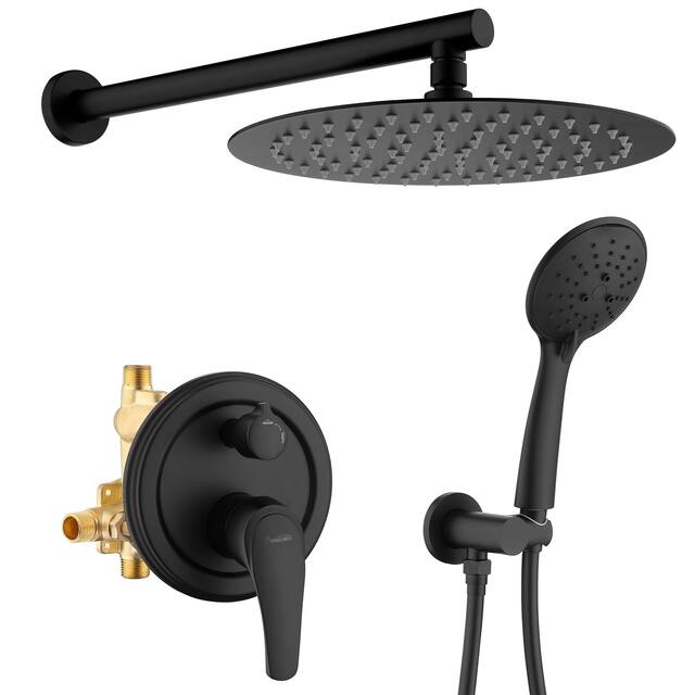 Clihome 5 Spray Patterns 12 in. Wall Mount Dual Shower Heads