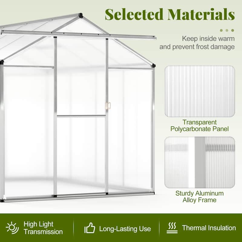 Gymax 6 x 8 FT Greenhouse for Outdoors Large Walk-in Green House w/