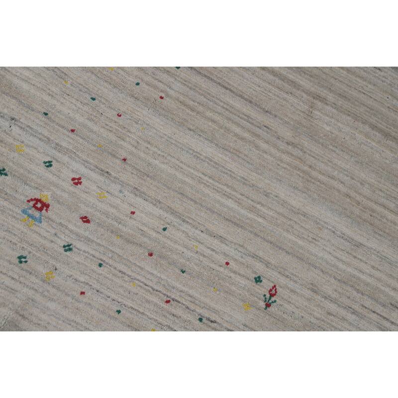 Hand Knotted Oriental 100% Wool Carpet Tribal Animal Pictorial Beige & Ivories Gabbeh Area Rug - 9' 11'' X 7' 9''