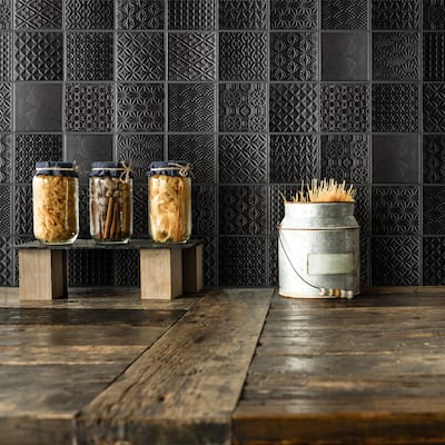 Merola Tile Spirit Black 1.63" x 1.63" Porcelain Mosaic Tile