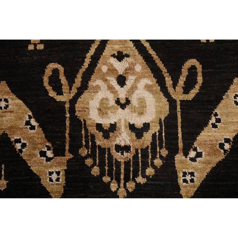 Geometric Oriental Gabbeh Kashkoli Area Rug Hand-knotted Wool Carpet - 7'10" x 11'3"