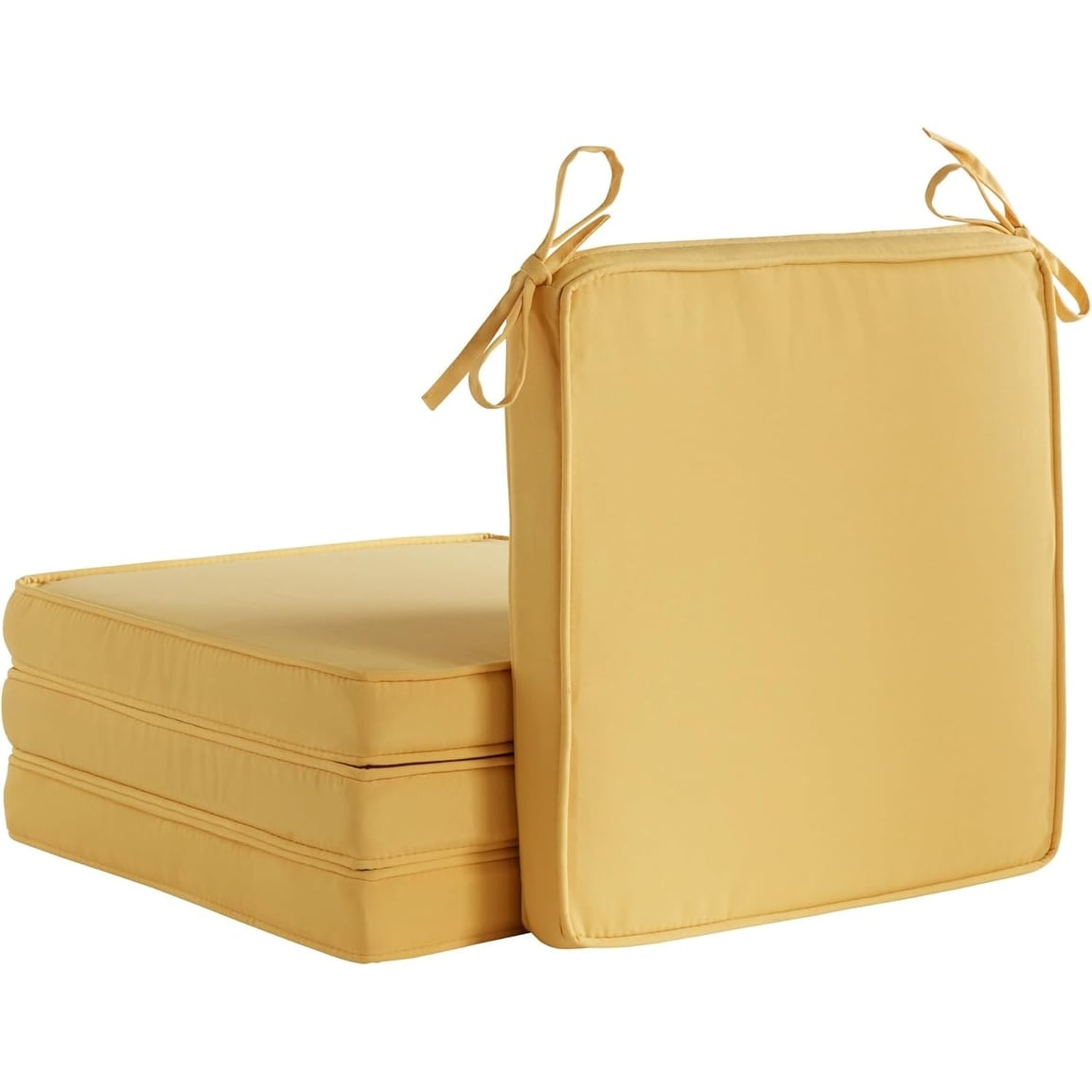 Reversible 18-inch Square Outdoor Seat Cushion with Ties, 4-Pack, Weather Resistant