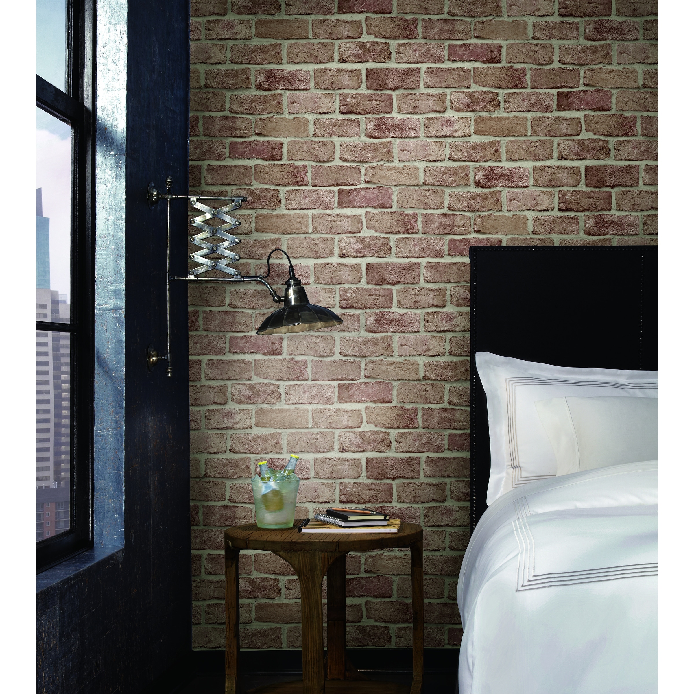 red brick wallpaper bedroom
