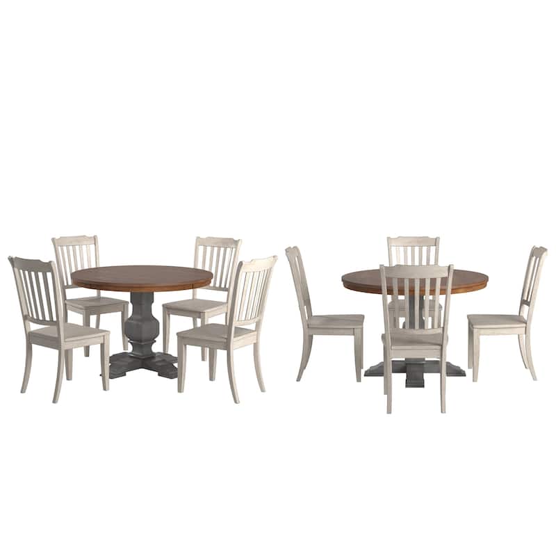 Ronda 45" Round Solid Wood Top Dining Set with Spindle Back Chairs