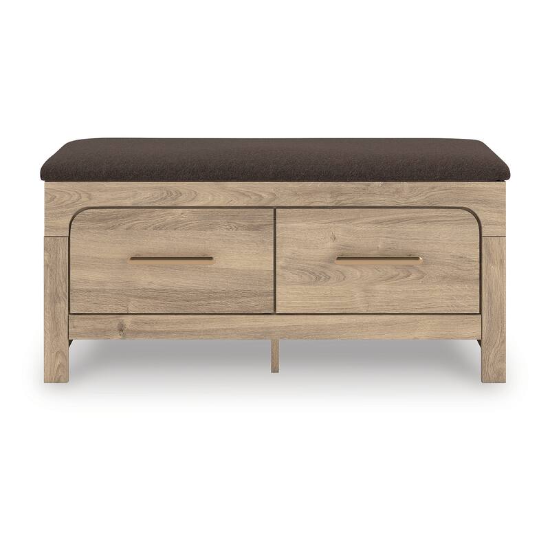 Signature Design by Ashley Prandefort Light Brown / Dark Brown Bedroom Storage Bench - 44" W x 16" D x 20" H