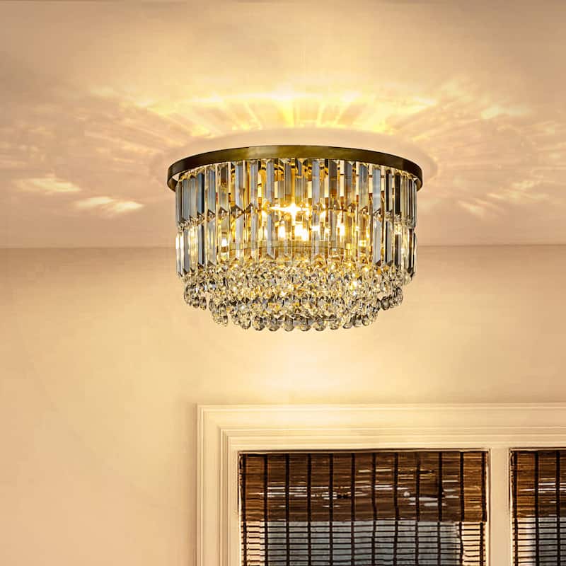 Modern Glam Tier Crystal Flush Mount Ceiling Light