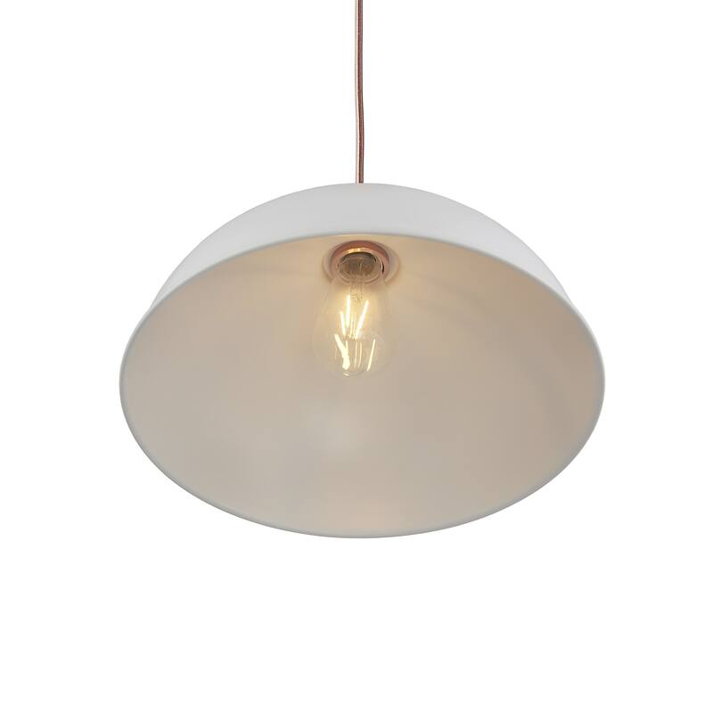 1 Light Pendant in White and Glossy Copper Finish - 13.75"W x 13.75"D x 9.5"H