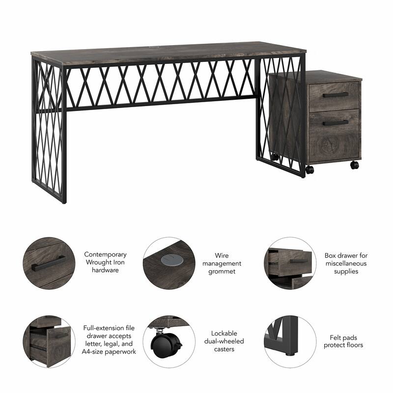 City Park 60W Writing Desk with Drawers Home