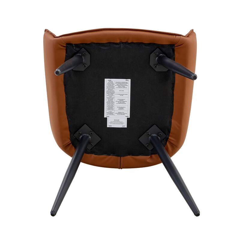 Dining Chairs Set of 2, Faux Leather Dining Room Chair, Metal Kitchen Chairs with Mesh Texture and Sanded Legs