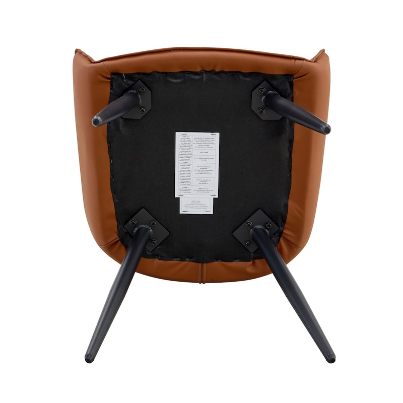 Faux Leather Dining Chairs Set of 4, Modern Upholstered Side Chairs with Gold Mesh Accents and Metal Legs