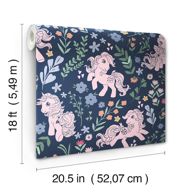 RoomMates My Little Pony Retro Floral Blue Peel and Stick Wallpaper