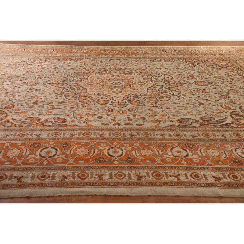 Antique Tabriz Haj Jalili Persian Rug Handmade Floral Wool Carpet - 13'5" x 18'9"