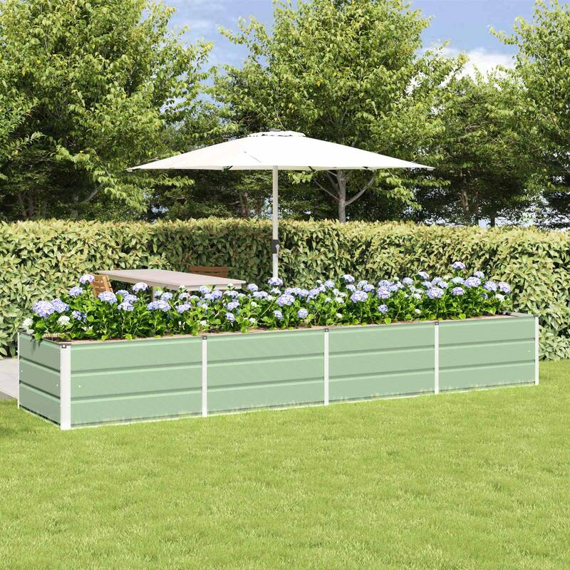 vidaXL Planter in Steel - 62.99 x 31.50 x 17.72 - Green - 125.98 x 31.50 x 17.72 in