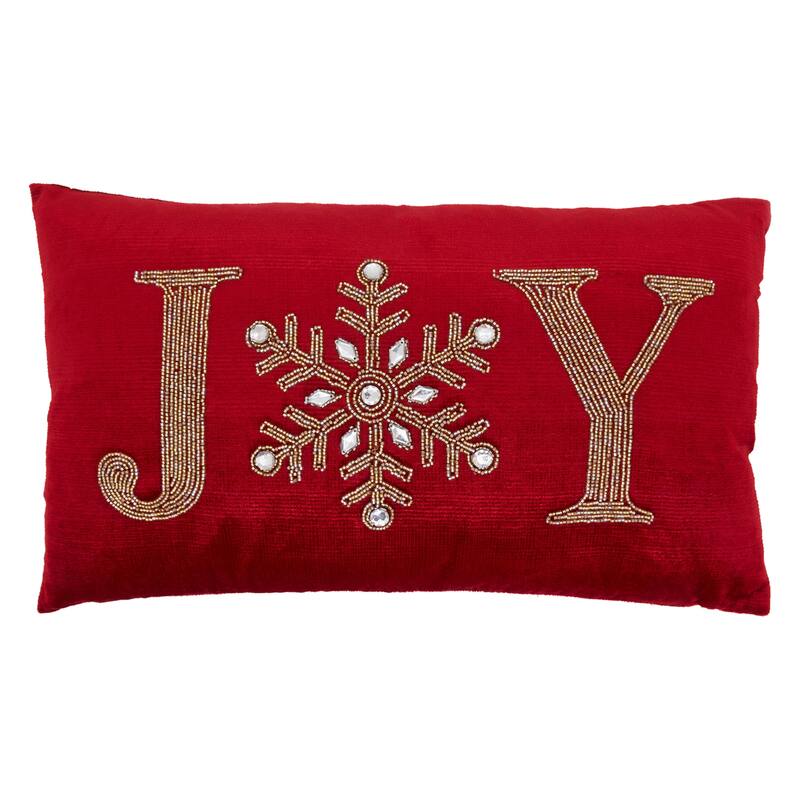 Beaded Pillow With Joy Design