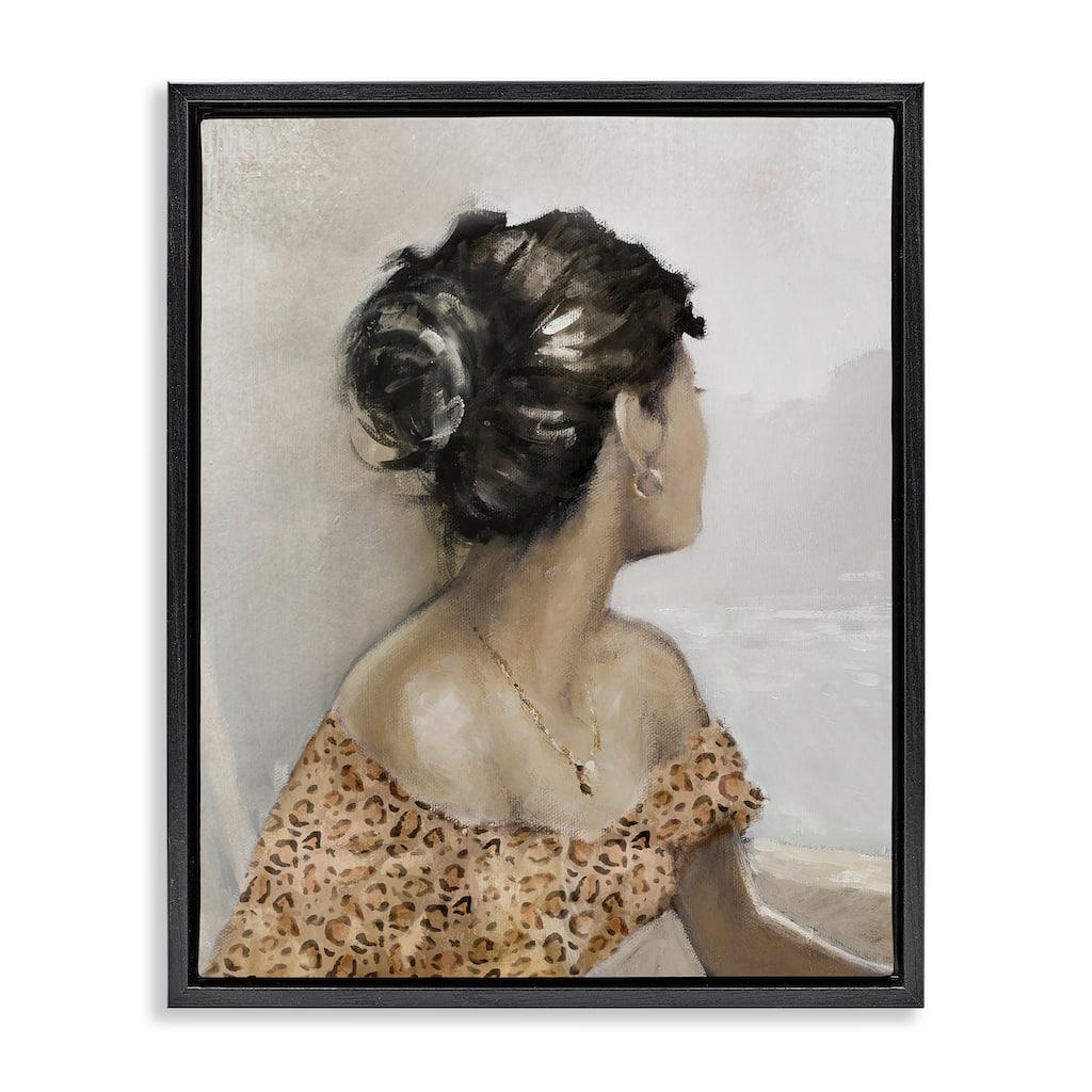 Stupell Woman Looking Away Portrait Framed Floater Canvas Wall Art Design By E. Anthony Orme