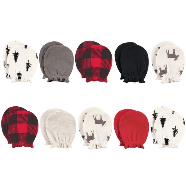 slide 1 of 1, Hudson Baby Infant Boy Cotton Scratch Mittens, Moose, 0-6 Months - Moose 0-6 Months - Moose