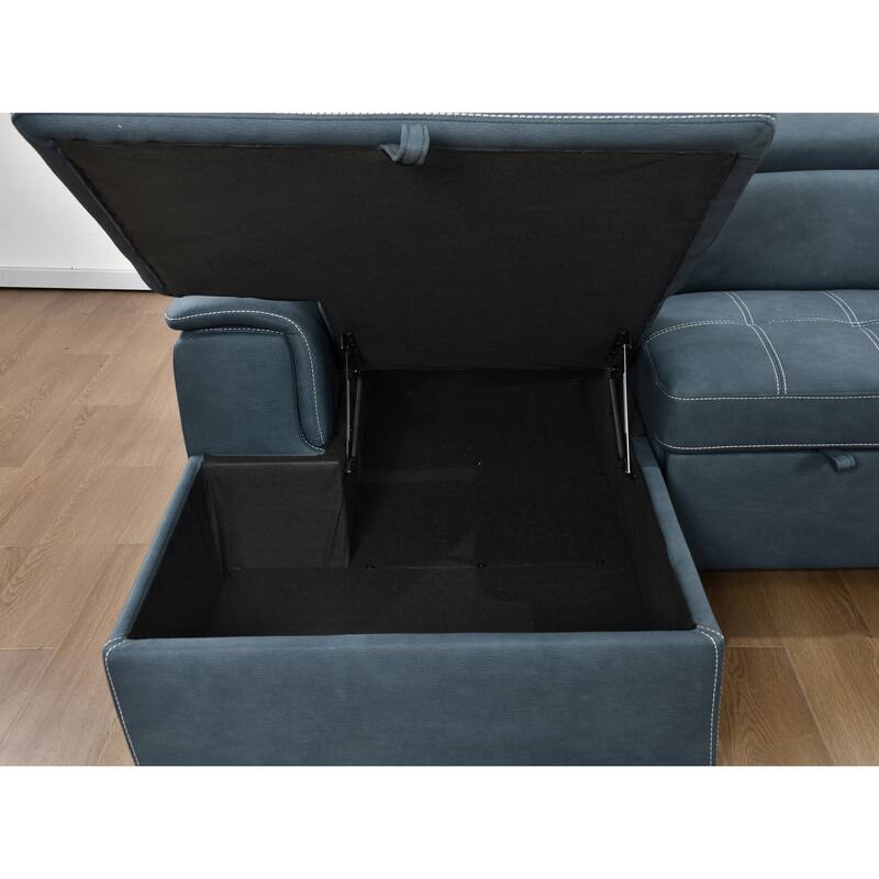 Roomfitters 128" U-Shaped Sectional Couch with Ottomans, Reversible Modular Sofa 7-Seater Couch with Storage Seat