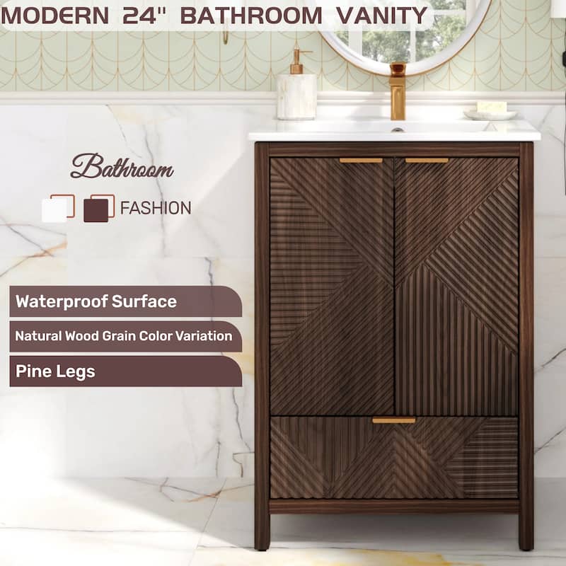 Christopher Knight Home - Seaford 24" Bathroom Vanity with Sink Combo & Single Faucet Hole