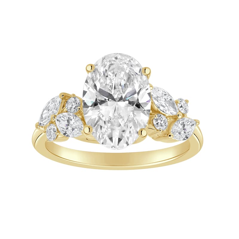 Auriya 14k Gold 5 3/5ctw Nature's Inspired Oval Diamond Engagement Ring (F-G VS) - Yellow - 6