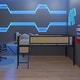 preview thumbnail 23 of 31, Stylish & Simple Single Full metal loft bed with rectangular desk, LED lights, storage shelves, safety guard and ladder, Brown