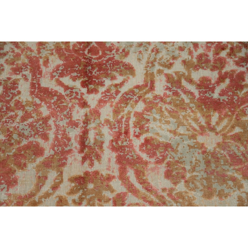 Hand Knotted Oriental Viscose Silk Carpet Modern Abstract Coral Abstract Area Rug - 6' 3'' X 4' 1''