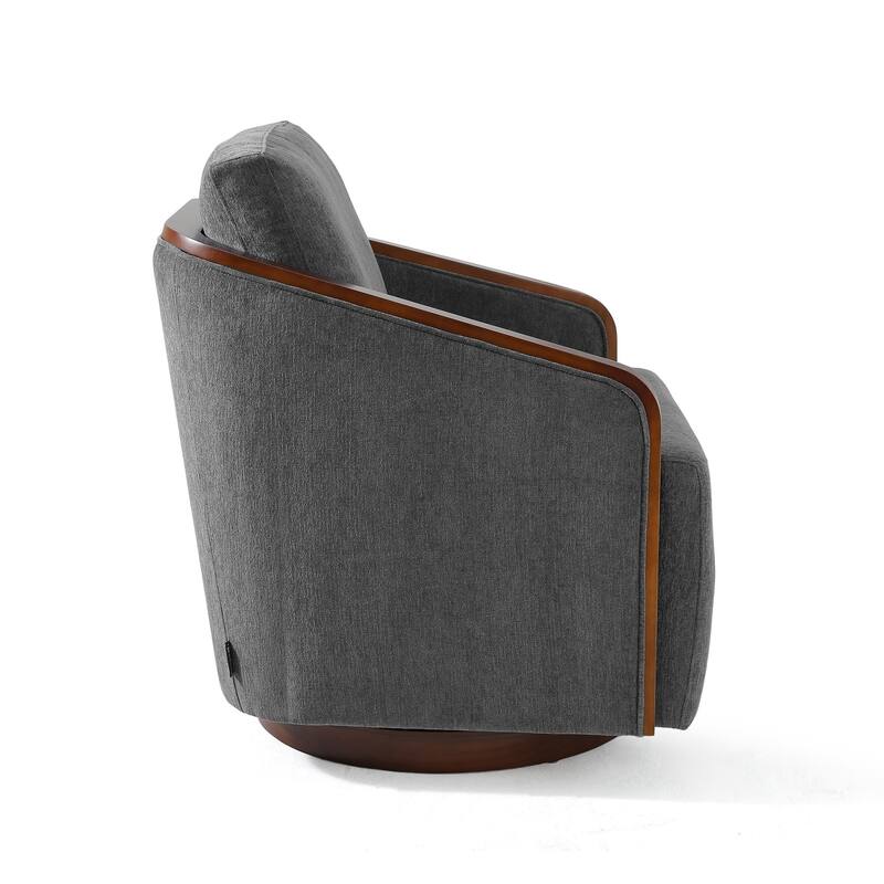 Mid-Century Modern Swivel Accent Armchair Chenille Upholstered Chairs