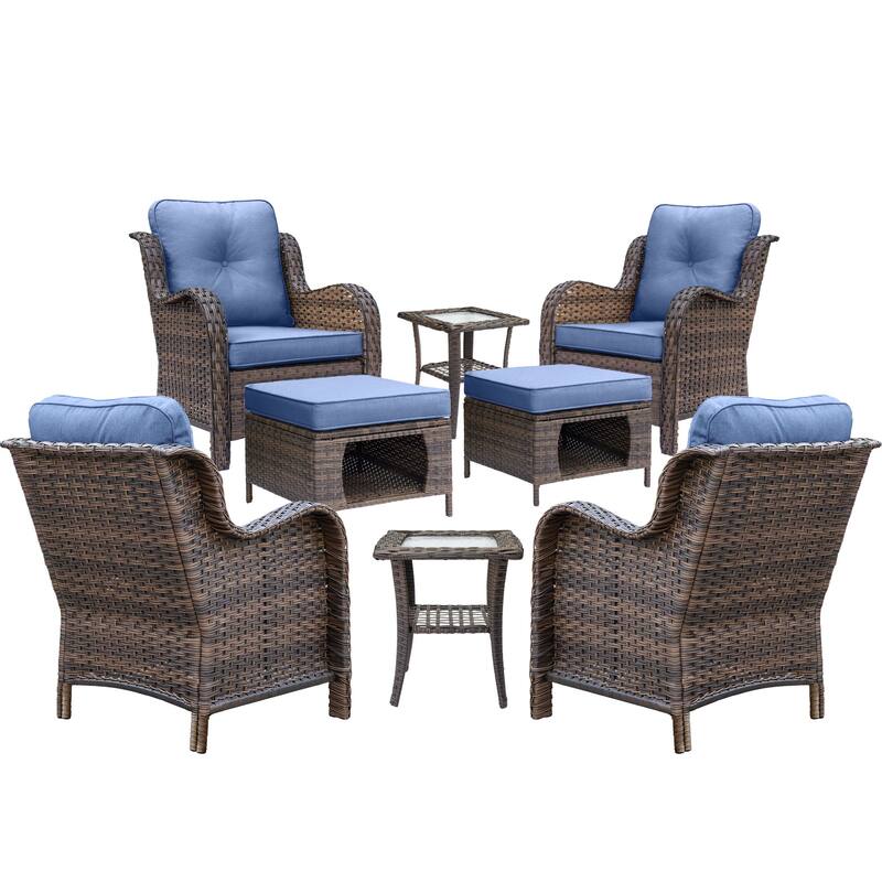 High Back Brown Wicker Outdoor Patio Conversation Seating Sets