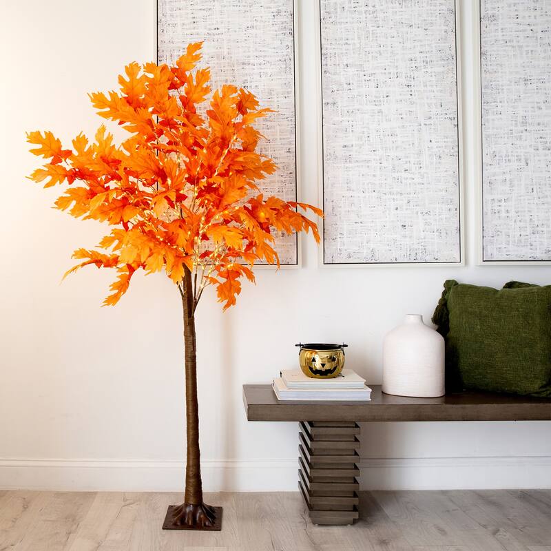 Pre-Lit Maple Artificial Tree - 6’ - Warm White LED Lights