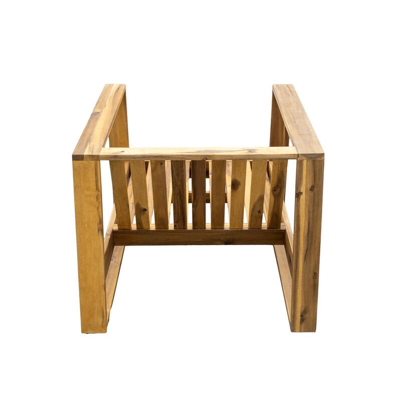 3-Piece Outdoor Acacia Wood Lounge Set with Chair, Ottoman & Table