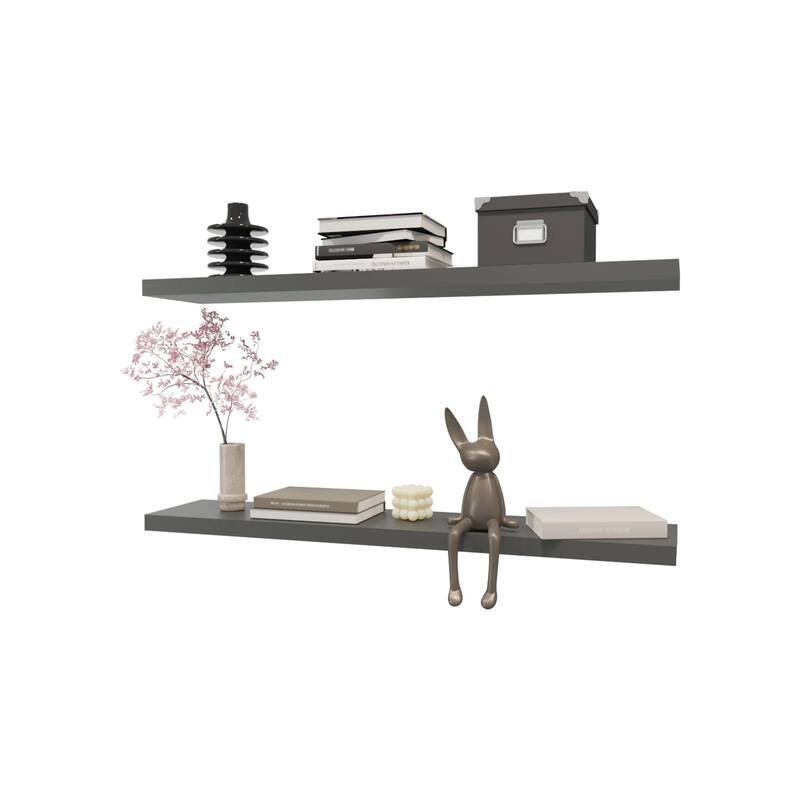 48-Inch Wall-Mounted Floating Shelf Two-Piece Set - N/A