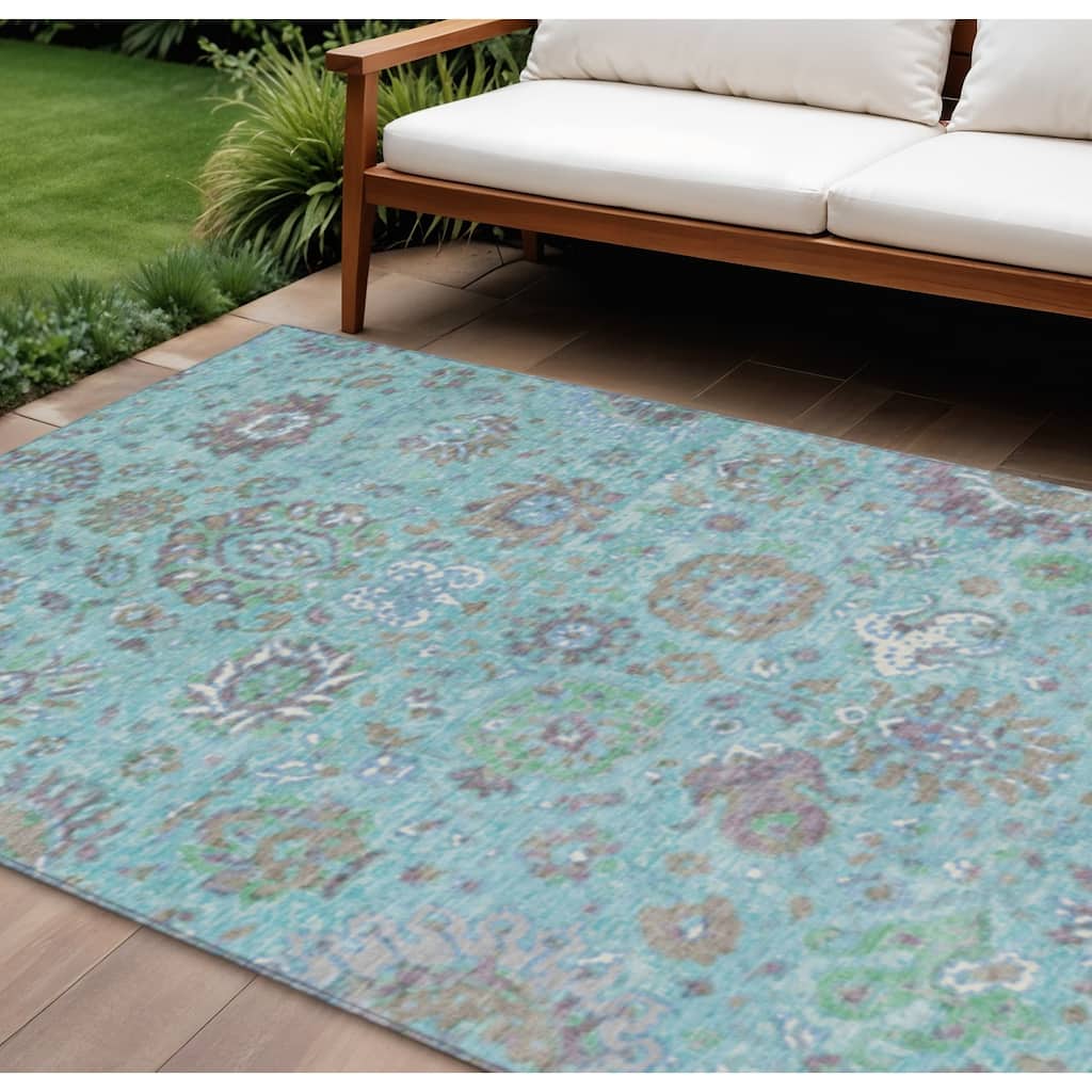 HomeRoots Floral Traditional Rectangle Outdoor Rug