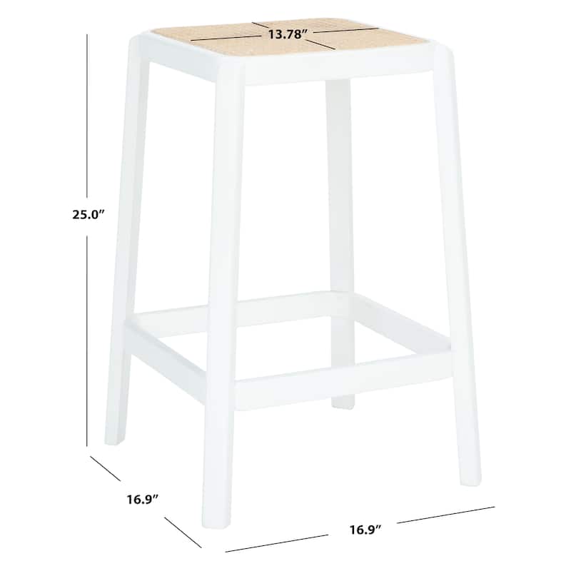 SAFAVIEH Flavia Backless Cane Counter Stool - 17" W x 17" D x 25" H - 17Wx17Dx25H