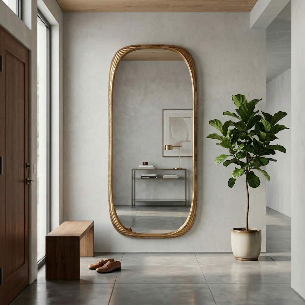 Decorative Ribbed Curved Wall Mirror - 89.5"