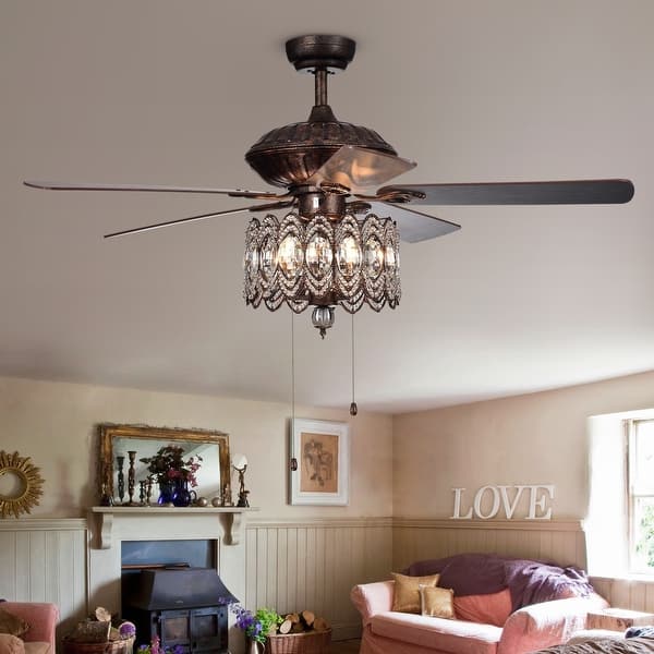 slide 2 of 12, Copper Grove Dejes 52-inch Rustic Bronze Chandelier Ceiling Fan Remote