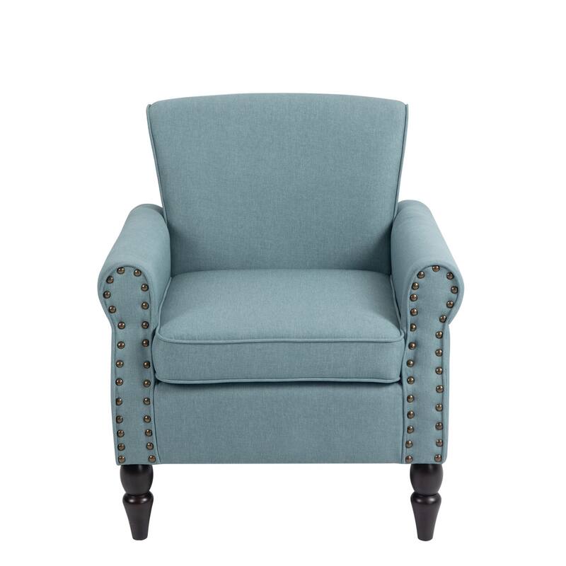 Modern Upholstered Armchair Nailhead Trim Accent Chair