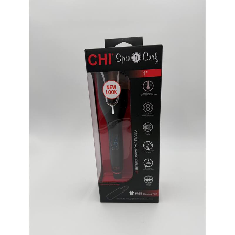 CHI Spin n Curl Ceramic Rotating Curler - 1" - Black