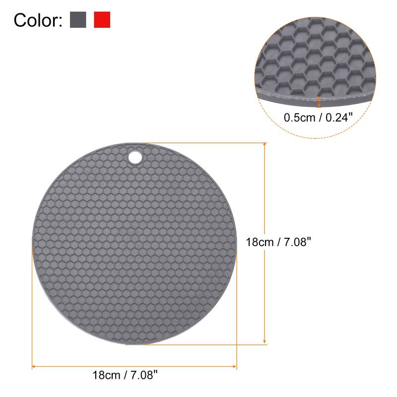 4pcs Silicone Trivet Mat Heat Resistant Pot Holder Hot Pads - Dark Grey+Red