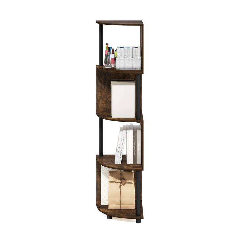 57.72 in. Tall Pine/Black Wood 4-Shelf Bookcase