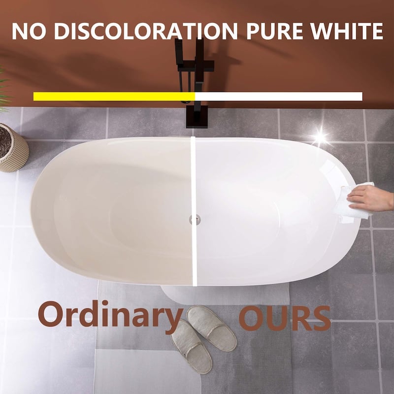 66 in. x 32 in. Acrylic Freestanding Soaking Bathtub in White