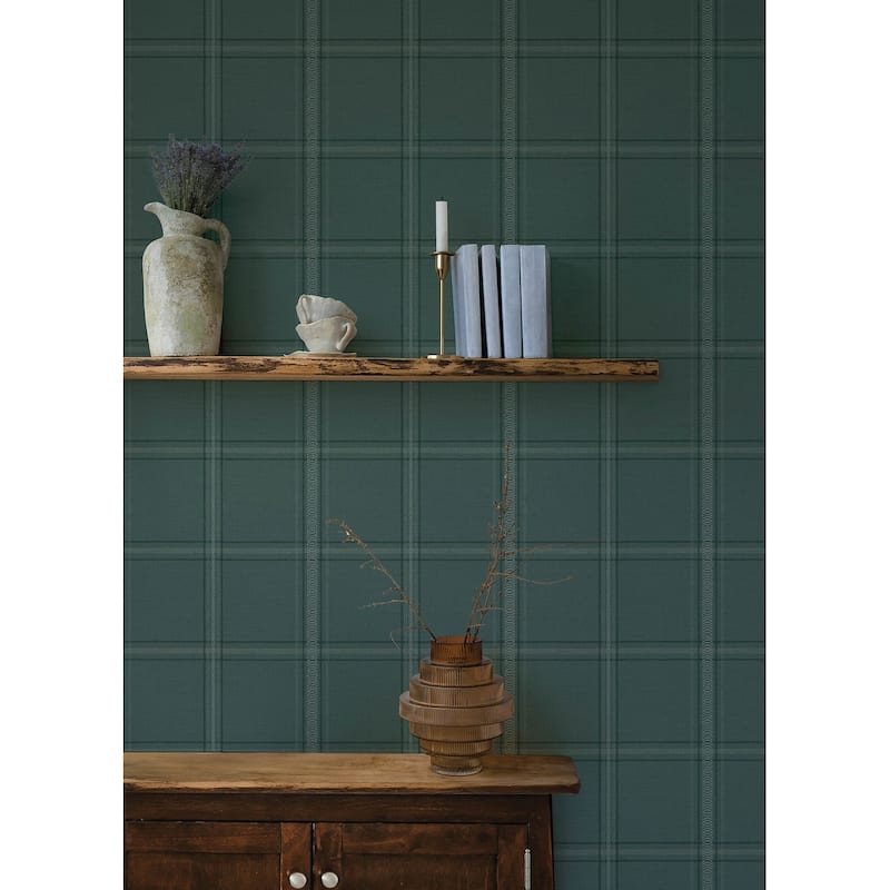 Chesapeake Auberge Teal Plaid Wallpaper