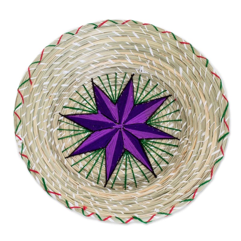 Novica Handmade Artisanal Star In Purple Natural Fiber Decorative Basket