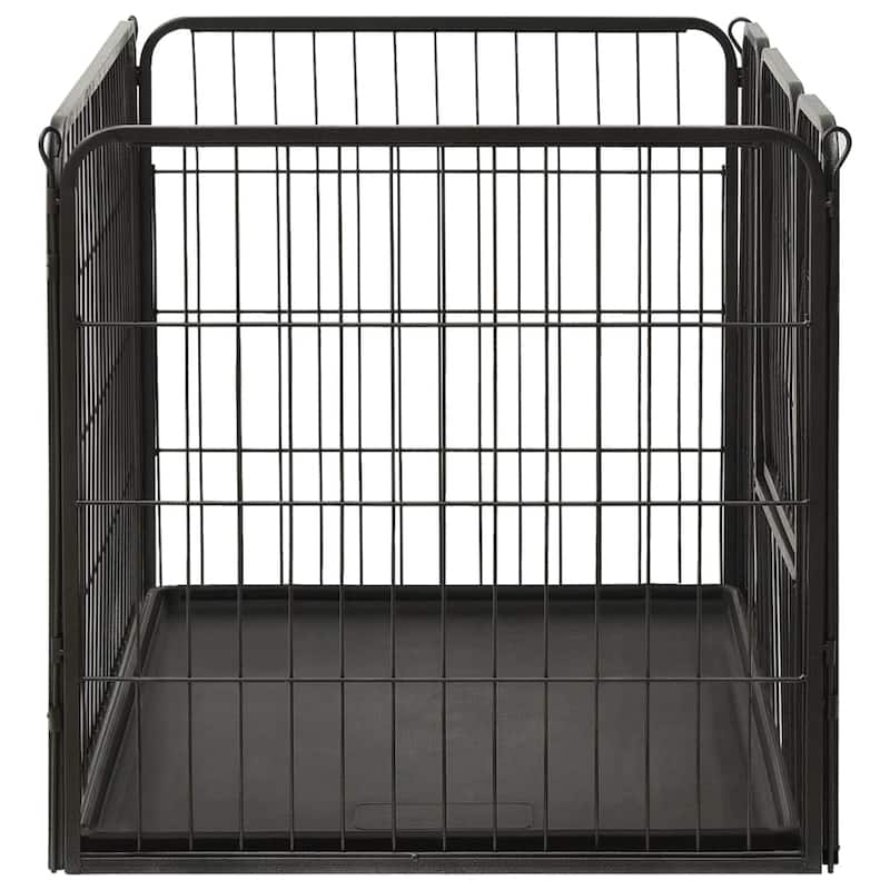 vidaXL Puppy Playpen Exercise Folding Enclosure Pet Kennel Cage Steel Black