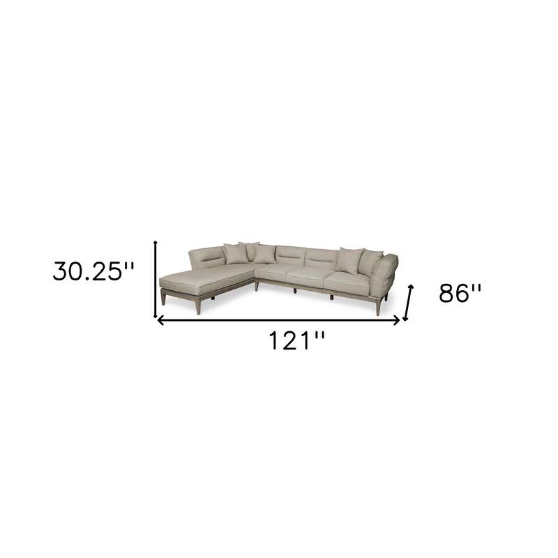 HomeRoots Beige Fabric L Shaped Sofa and Chaise Sectional With Toss Pillows