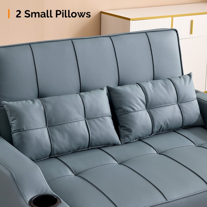 Upholstered Cat's Claw Leather Convertible Reclining Sleeper Sofa Bed With Cushions For Small Spaces