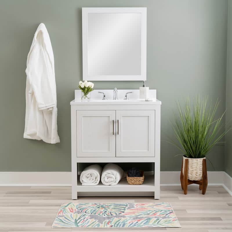Linon Blakely Vanity with Mirror - 31" - White Ash