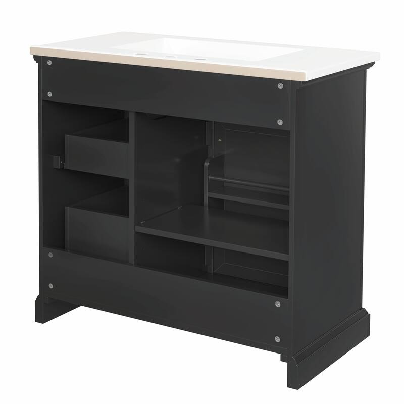 36" Bathroom Vanity with Sink, Tip-out Drawers & Soft-Close Door Hinges