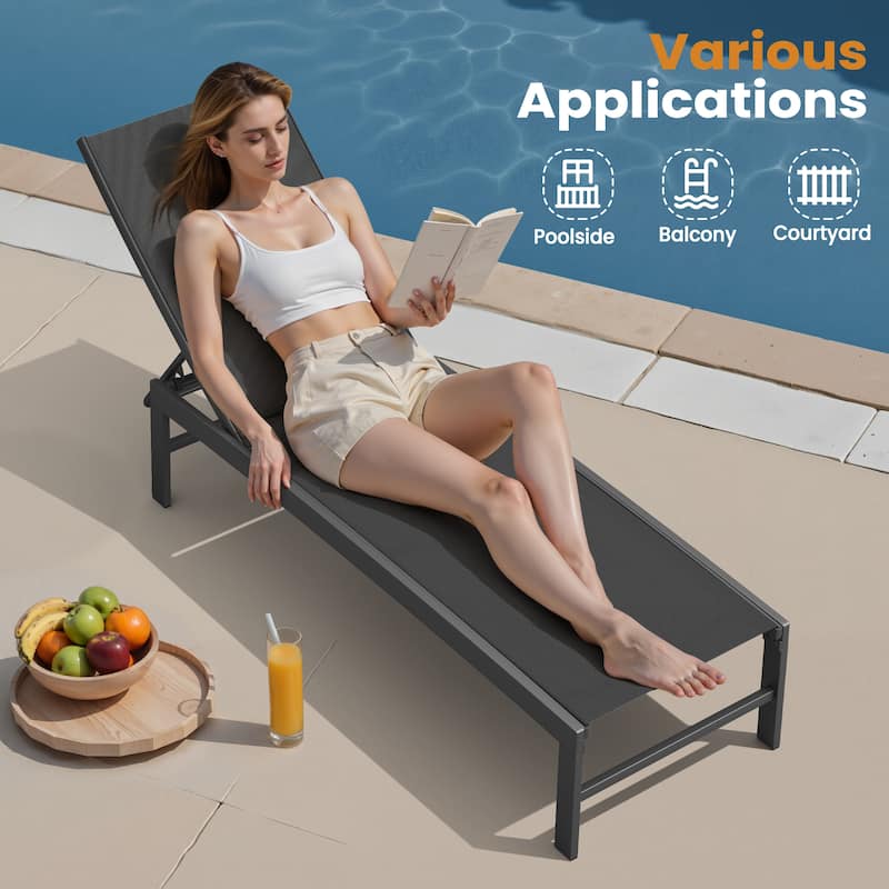 Outdoor Patio Adjustable Chaise Lounge Chairs