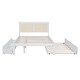 preview thumbnail 8 of 58, Versatile Pull-Out Bed,Full Size Elegant Bed Frame with Rattan Headboard and Sockets